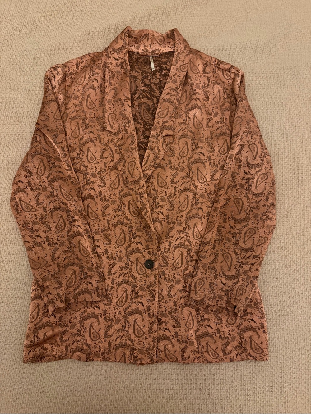 Free People Pink Women's Paisley Relaxed Blazer Jacket - Rust